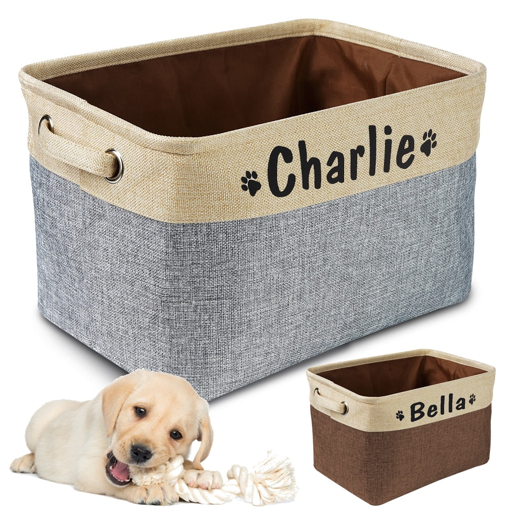 Personalized Pet Dog Toy Storage Basket Dog Canvas Bag