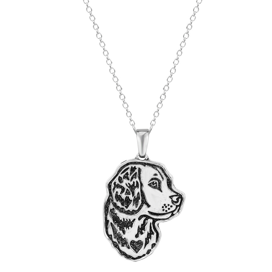 Dog portrait pendant on a chain