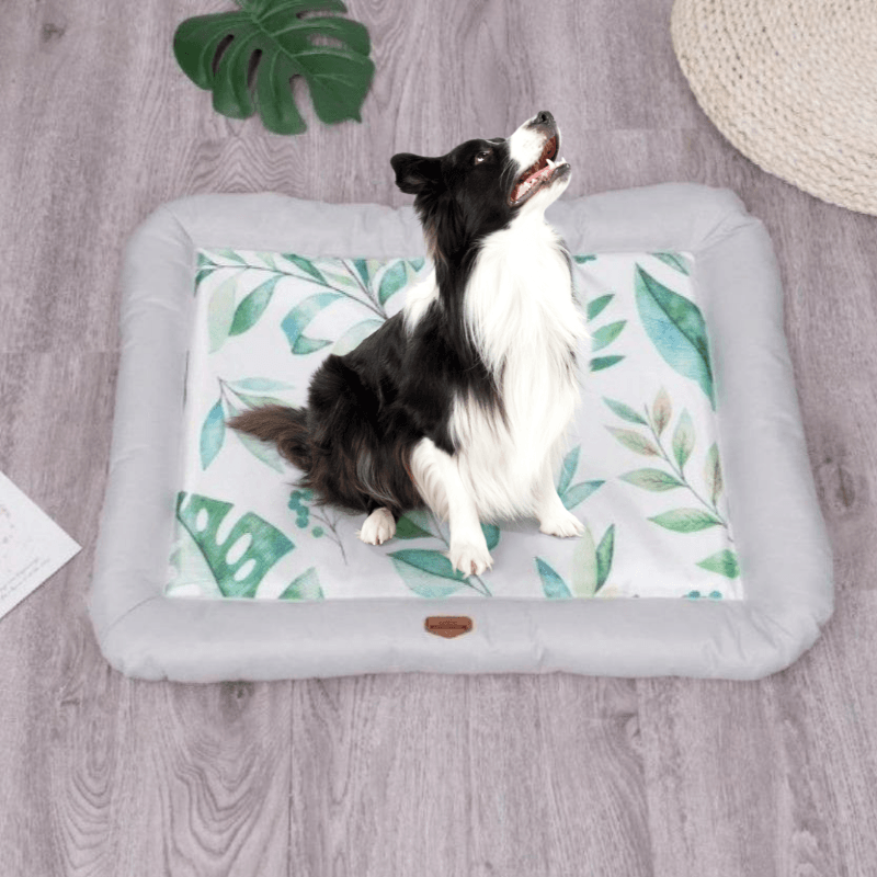 Cushioned summer ice silk fabric pet bed